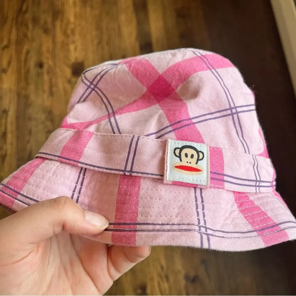 Paul Frank Pink Bucket Hat Plaid 2000s Y2K Vintage Cotton Kidcore Girls One Size